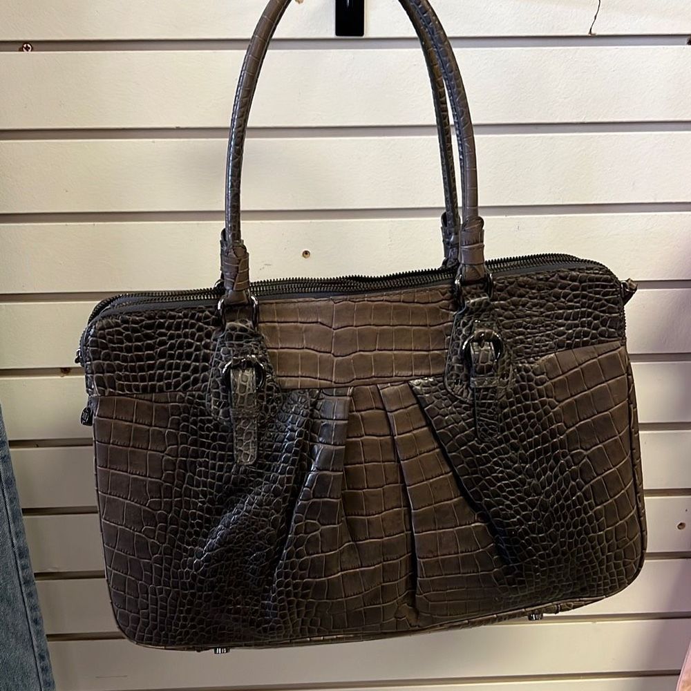 Antonio Melani croc embossed leather laptop purse